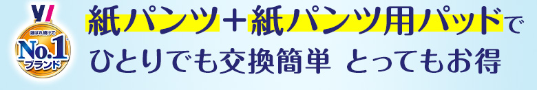 紙パンツ+紙パンツ用パッドでひとりでも交換簡単 とってもお得