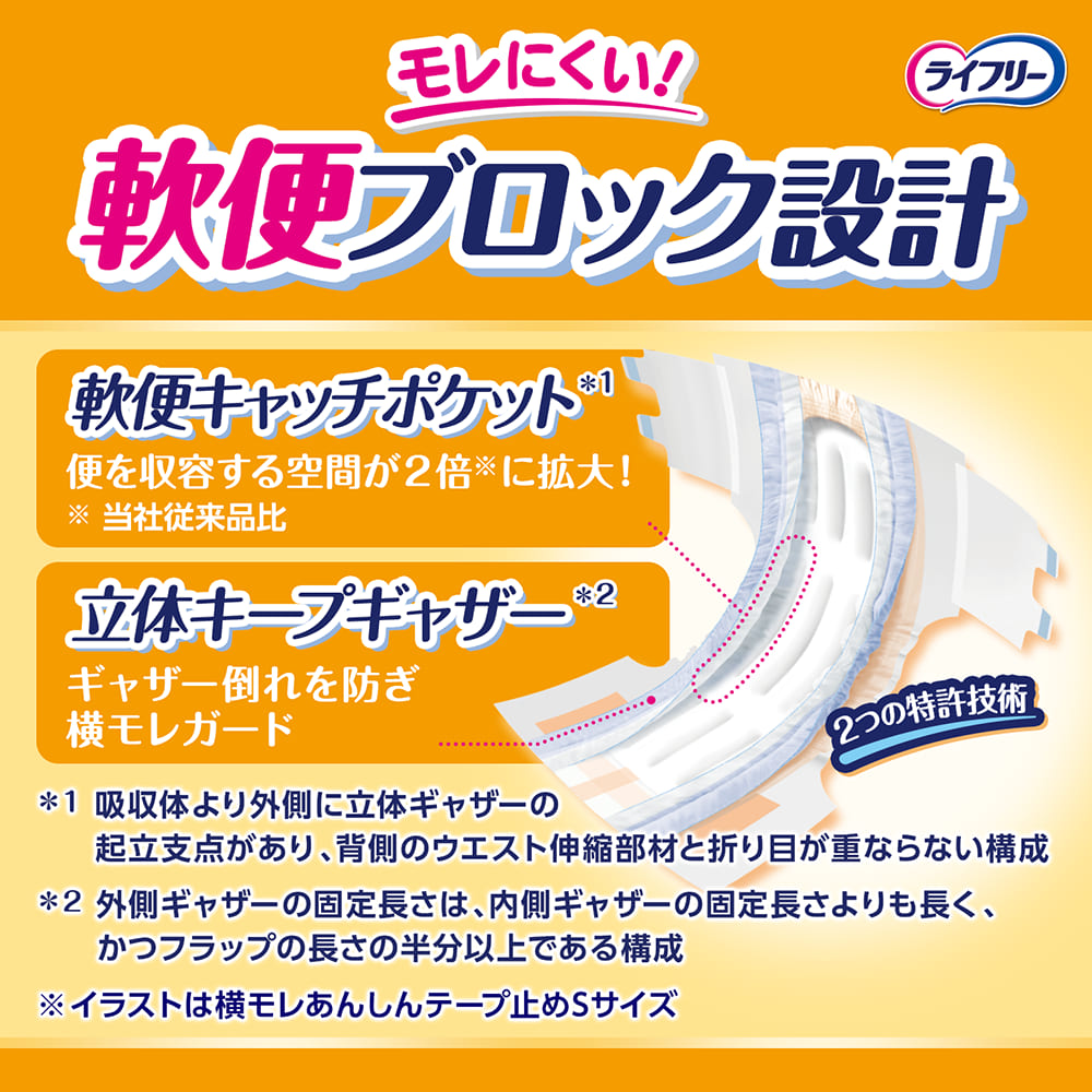 介護おしめ　ライフリー横モレ安心テープ止めM20✖️3