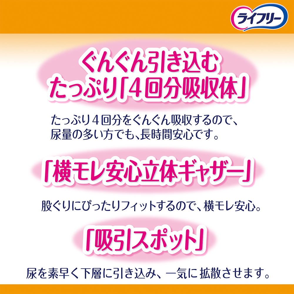 ライフリー 長時間あんしん尿とりパッド 昼用スーパー 4回吸収｜ユニ