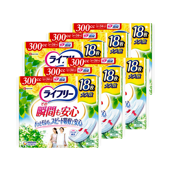 【無地ダンボールでお届け】ライフリー その瞬間も安心 300cc 18枚×6袋