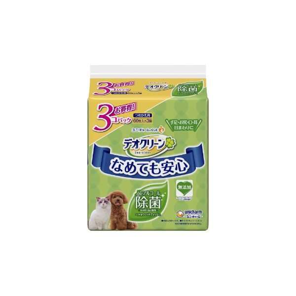 デオクリーンノンアルコールウェットティッシュつめかえ60×3