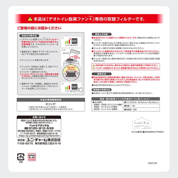 パッケージ裏面。使用方法、使用上の注意等が記載されています